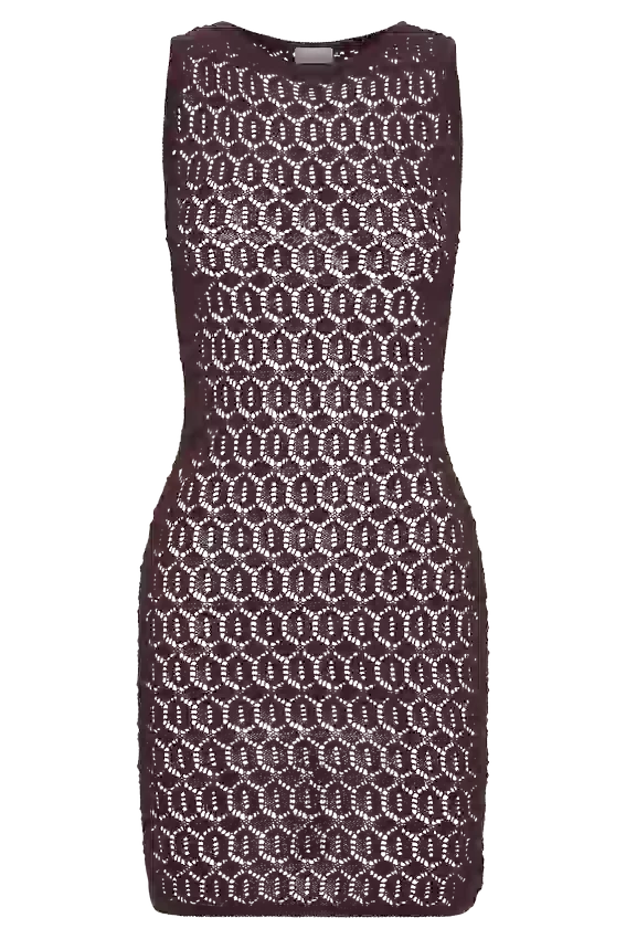 Cherly Knit Crochet Mini Dress – Chocolate Cherly Knit Crochet Mini Dress – Chocolate