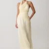 Chiara Halter Satin Maxi Dress – Buttermilk Chiara Halter Satin Maxi Dress – Buttermilk