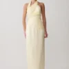 Chiara Halter Satin Maxi Dress – Buttermilk Chiara Halter Satin Maxi Dress – Buttermilk