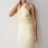Chiara Halter Satin Maxi Dress – Buttermilk Chiara Halter Satin Maxi Dress – Buttermilk