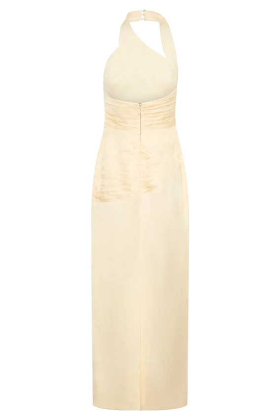 Chiara Halter Satin Maxi Dress – Buttermilk Chiara Halter Satin Maxi Dress – Buttermilk