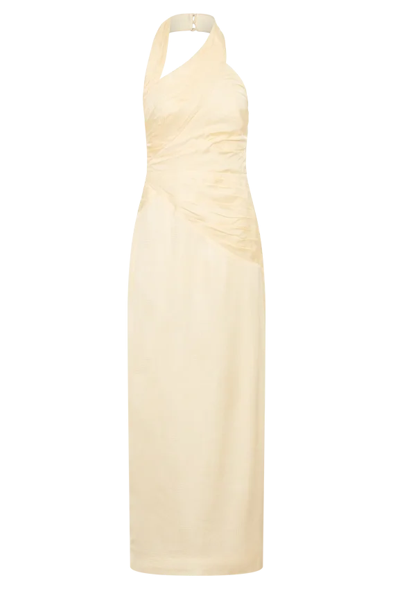 Chiara Halter Satin Maxi Dress – Buttermilk Chiara Halter Satin Maxi Dress – Buttermilk