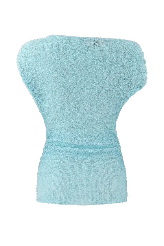 Chloe Off Shoulder Boucle Knit Top – Light Blue Chloe Off Shoulder Boucle Knit Top – Light Blue