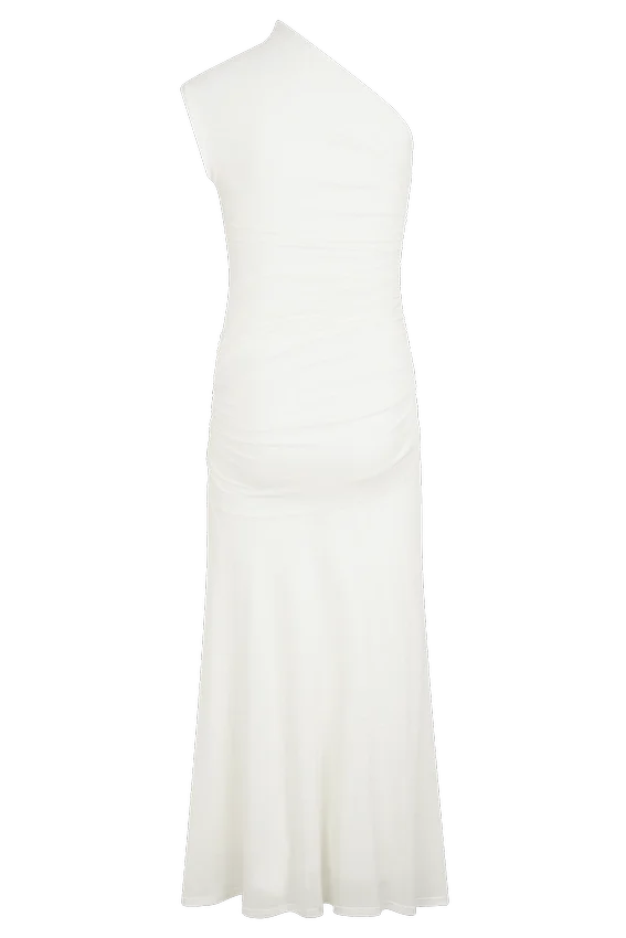 Chloe Peached Jersey One Shoulder Midi Dress – Ivory Chloe Peached Jersey One Shoulder Midi Dress – Ivory