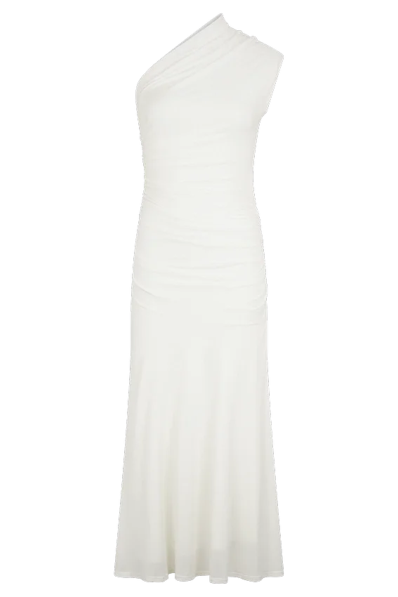 Chloe Peached Jersey One Shoulder Midi Dress – Ivory Chloe Peached Jersey One Shoulder Midi Dress – Ivory