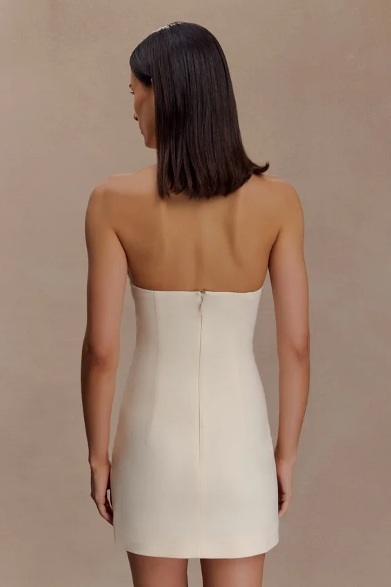 Christina Cross Over Mini Dress – Buttercream Christina Cross Over Mini Dress – Buttercream