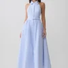 Cindy Collared Midi Dress – Blue Pinstripe Cindy Collared Midi Dress – Blue Pinstripe