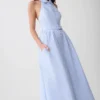 Cindy Collared Midi Dress – Blue Pinstripe Cindy Collared Midi Dress – Blue Pinstripe