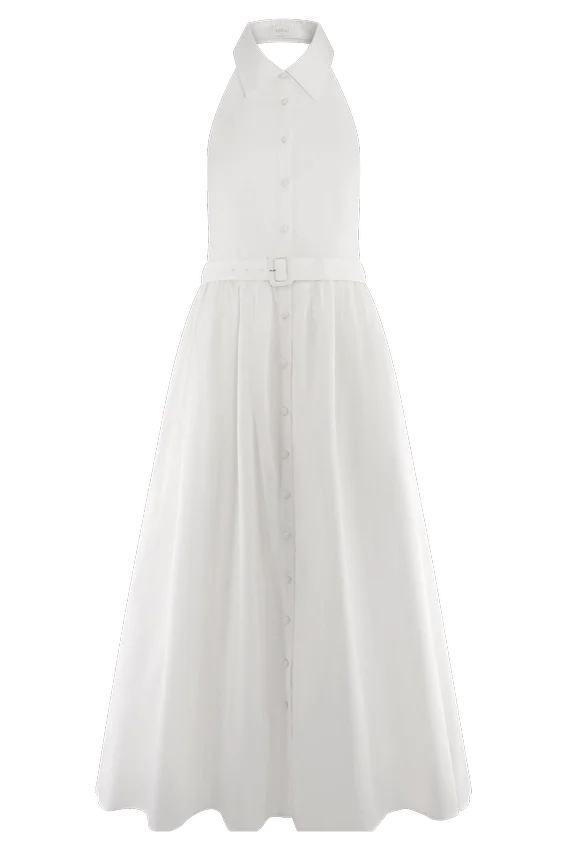 Cindy Collared Midi Dress – White Cindy Collared Midi Dress – White