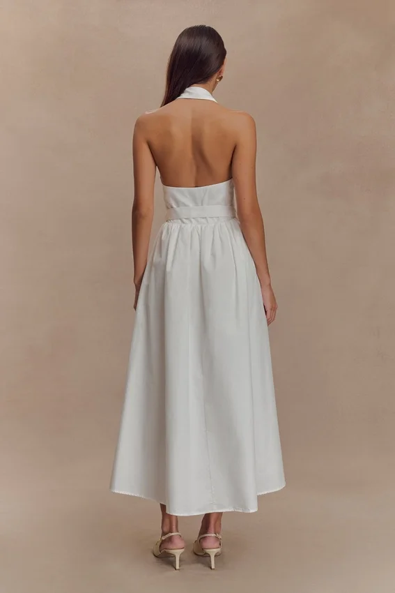 Cindy Collared Midi Dress – White Cindy Collared Midi Dress – White