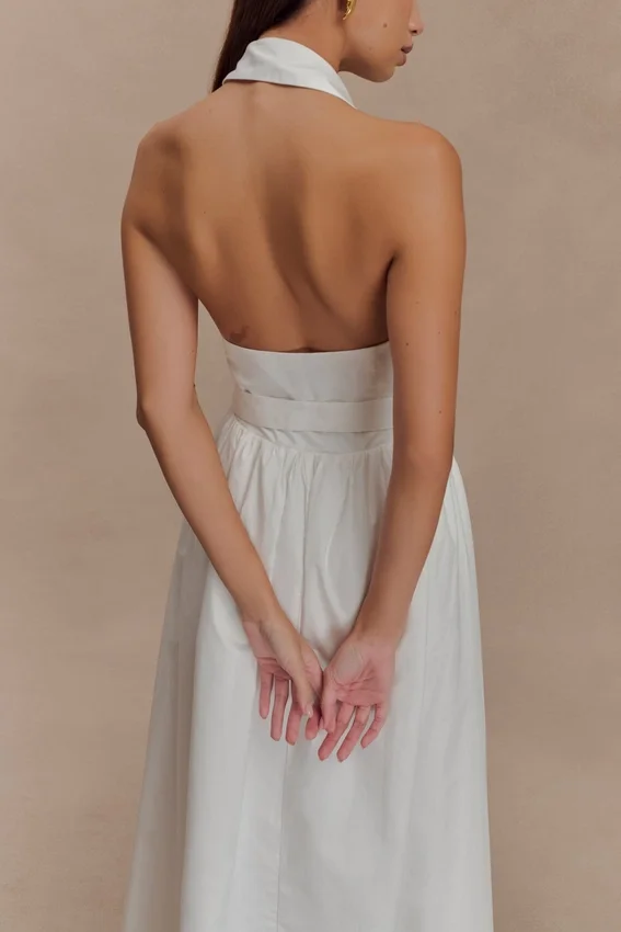 Cindy Collared Midi Dress – White Cindy Collared Midi Dress – White