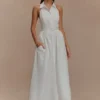 Cindy Collared Midi Dress – White Cindy Collared Midi Dress – White