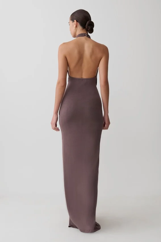 Cindylou Halter Knit Maxi Dress – Peppercorn Cindylou Halter Knit Maxi Dress – Peppercorn
