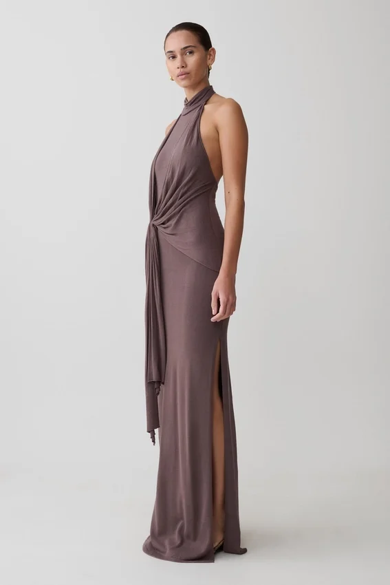 Cindylou Halter Knit Maxi Dress – Peppercorn Cindylou Halter Knit Maxi Dress – Peppercorn