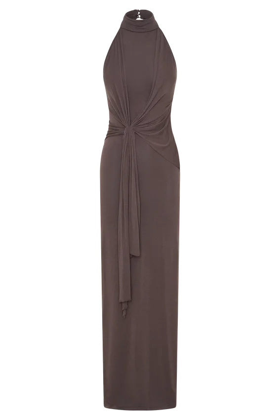 Cindylou Halter Knit Maxi Dress – Peppercorn Cindylou Halter Knit Maxi Dress – Peppercorn