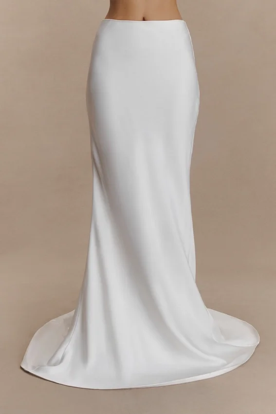 Clara Fishtail Maxi Skirt – White Clara Fishtail Maxi Skirt – White