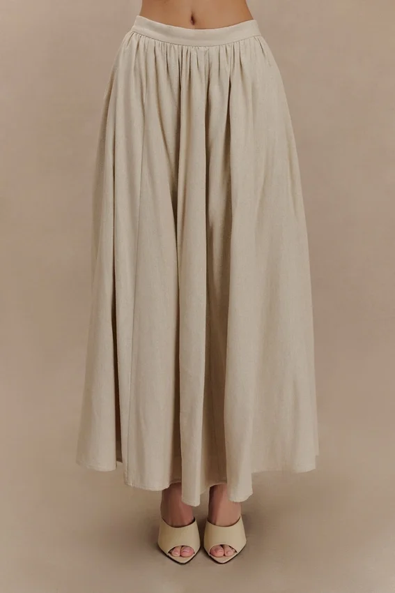 Clarence Linen A-Line Maxi Skirt – Natural Clarence Linen A-Line Maxi Skirt – Natural