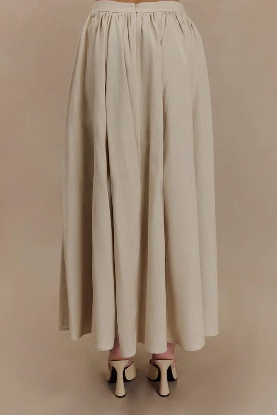 Clarence Linen A-Line Maxi Skirt – Natural Clarence Linen A-Line Maxi Skirt – Natural