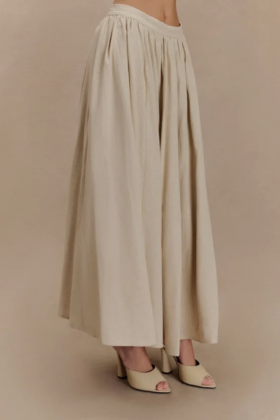 Clarence Linen A-Line Maxi Skirt – Natural Clarence Linen A-Line Maxi Skirt – Natural