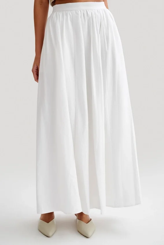 Clarence Linen A-Line Maxi Skirt – White Clarence Linen A-Line Maxi Skirt – White