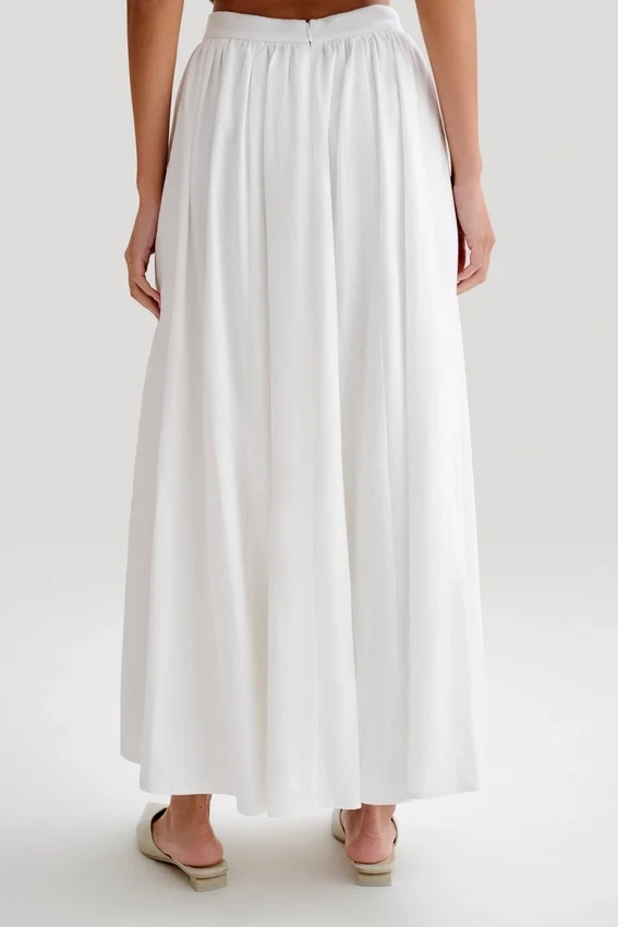 Clarence Linen A-Line Maxi Skirt – White Clarence Linen A-Line Maxi Skirt – White