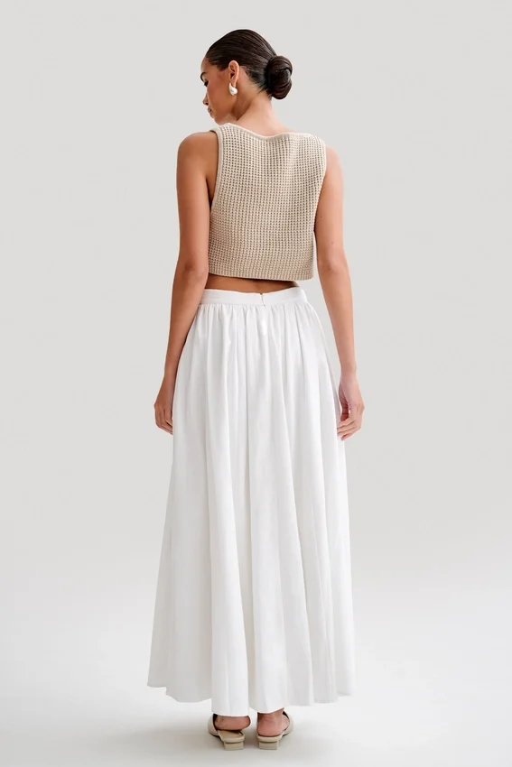 Clarence Linen A-Line Maxi Skirt – White Clarence Linen A-Line Maxi Skirt – White