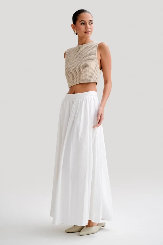 Clarence Linen A-Line Maxi Skirt – White Clarence Linen A-Line Maxi Skirt – White
