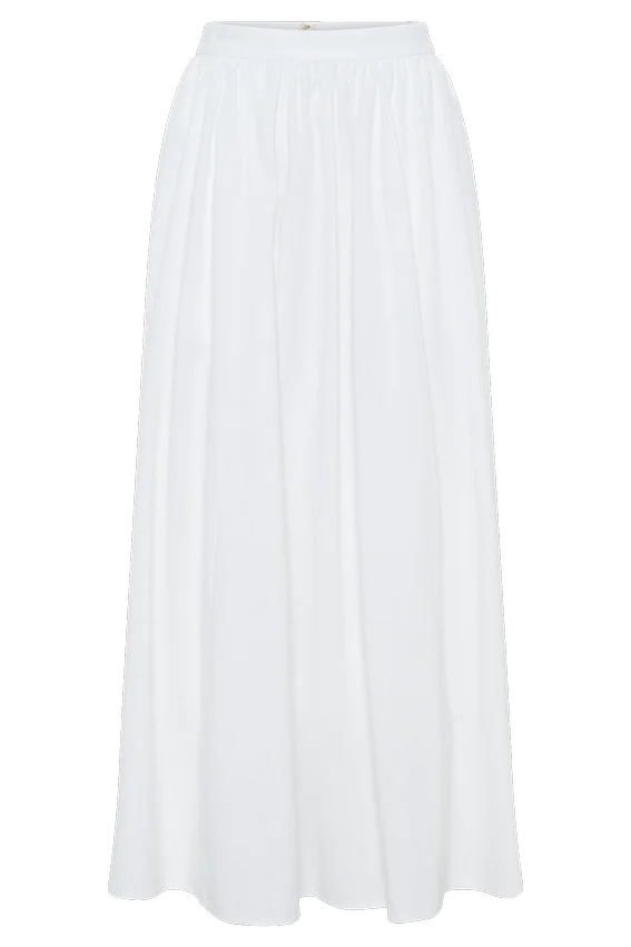 Clarence Linen A-Line Maxi Skirt – White Clarence Linen A-Line Maxi Skirt – White