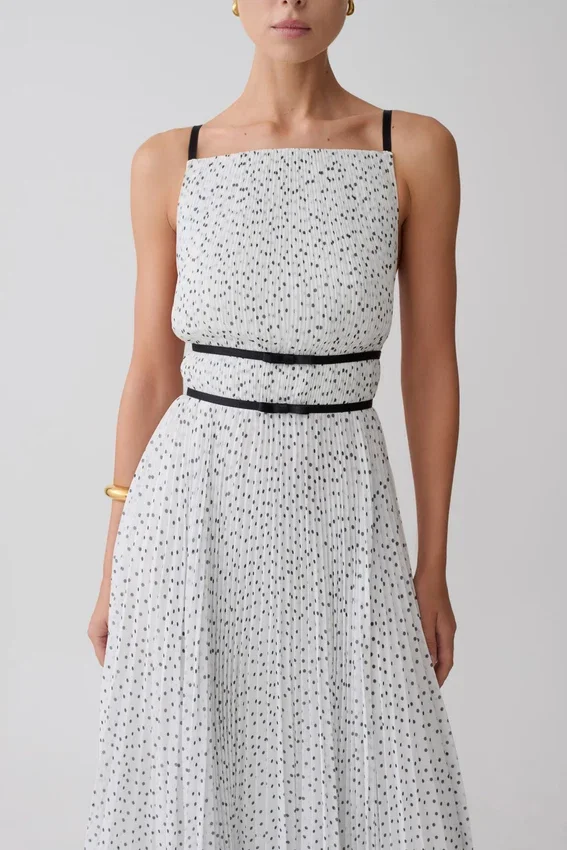 Clarisse Pleated Maxi Dress – Polka Dot Clarisse Pleated Maxi Dress – Polka Dot