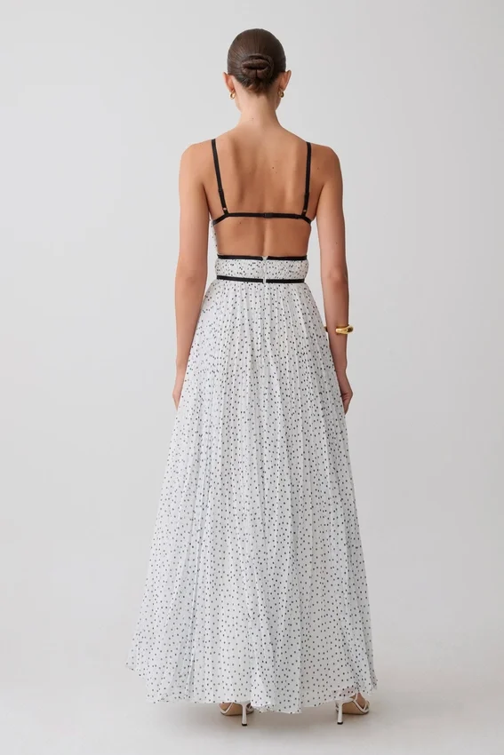 Clarisse Pleated Maxi Dress – Polka Dot Clarisse Pleated Maxi Dress – Polka Dot