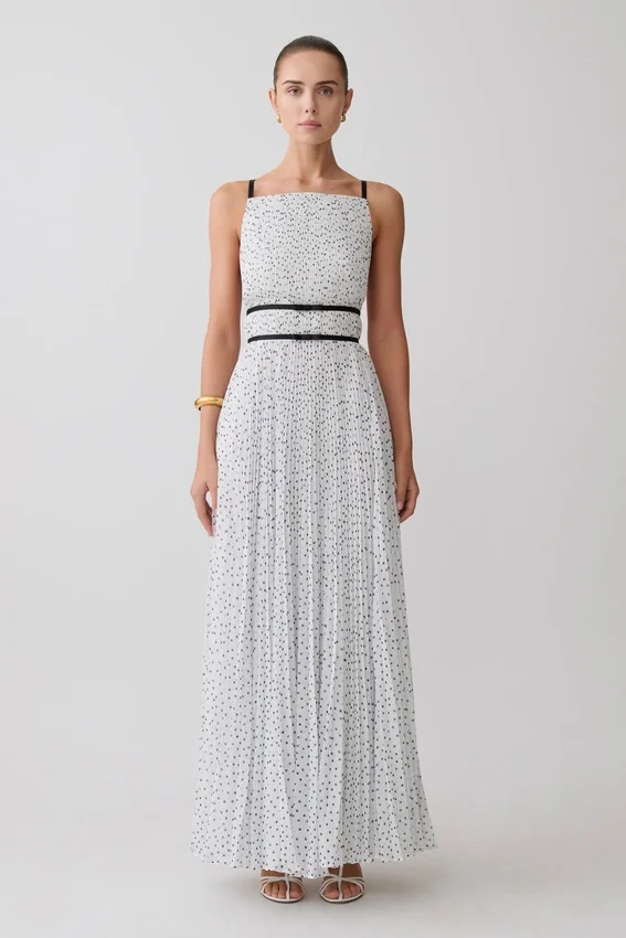 Clarisse Pleated Maxi Dress – Polka Dot Clarisse Pleated Maxi Dress – Polka Dot
