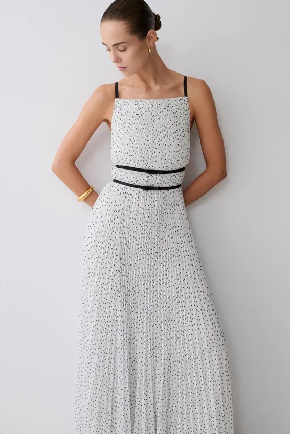 Clarisse Pleated Maxi Dress – Polka Dot Clarisse Pleated Maxi Dress – Polka Dot