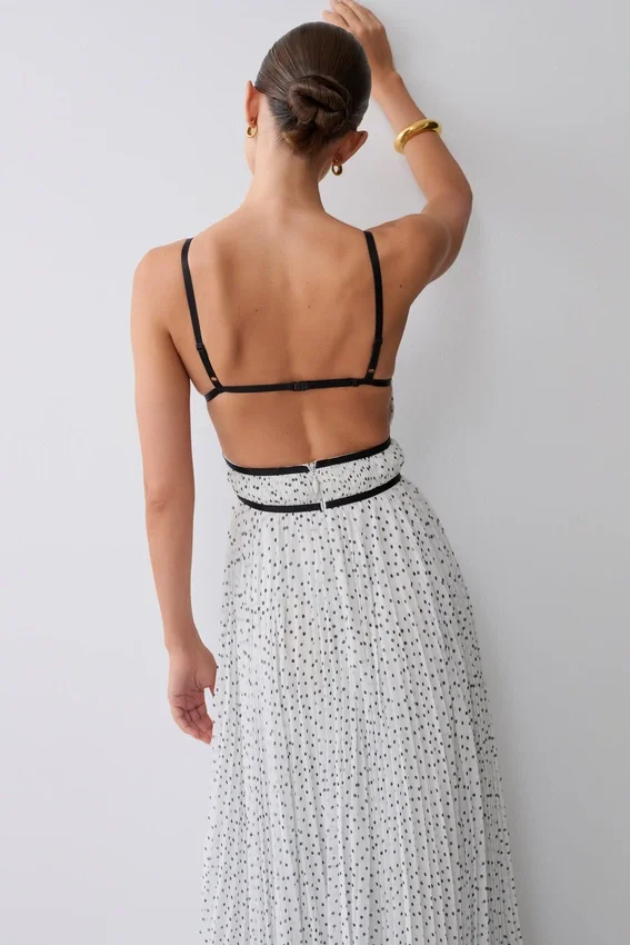 Clarisse Pleated Maxi Dress – Polka Dot Clarisse Pleated Maxi Dress – Polka Dot