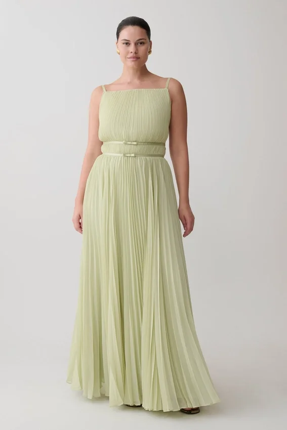 Clarisse Pleated Maxi Dress – Sage Clarisse Pleated Maxi Dress – Sage