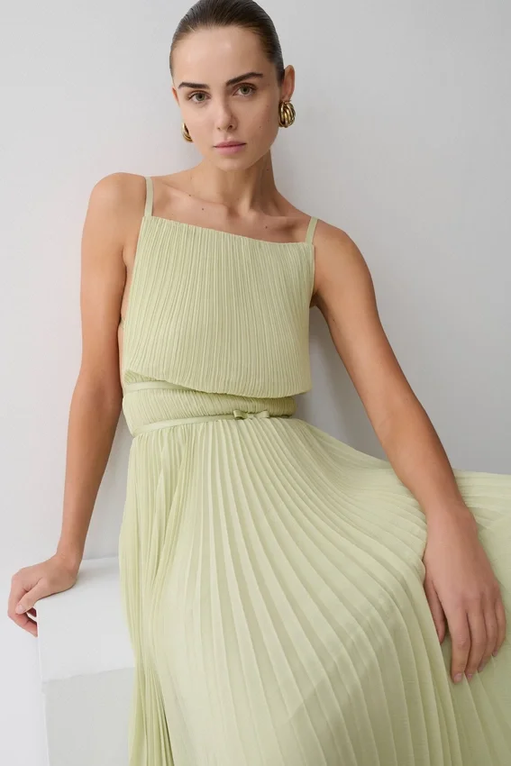 Clarisse Pleated Maxi Dress – Sage Clarisse Pleated Maxi Dress – Sage