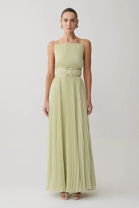 Clarisse Pleated Maxi Dress – Sage Clarisse Pleated Maxi Dress – Sage
