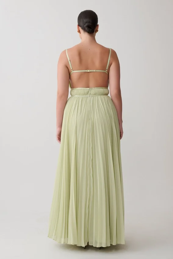 Clarisse Pleated Maxi Dress – Sage Clarisse Pleated Maxi Dress – Sage