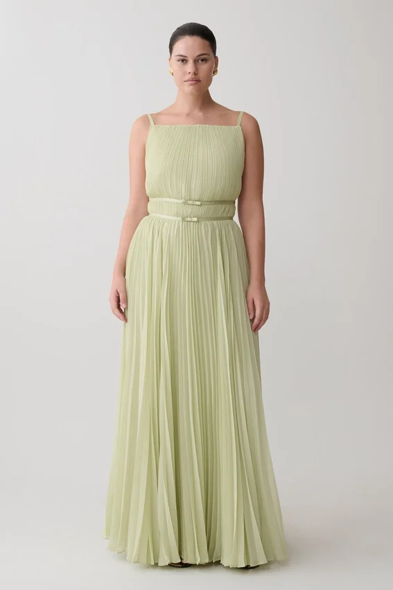 Clarisse Pleated Maxi Dress – Sage Clarisse Pleated Maxi Dress – Sage