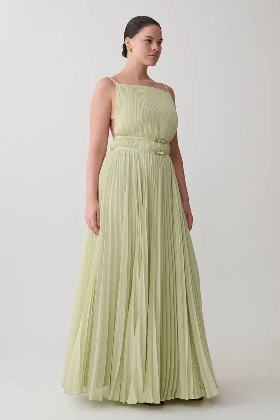 Clarisse Pleated Maxi Dress – Sage Clarisse Pleated Maxi Dress – Sage