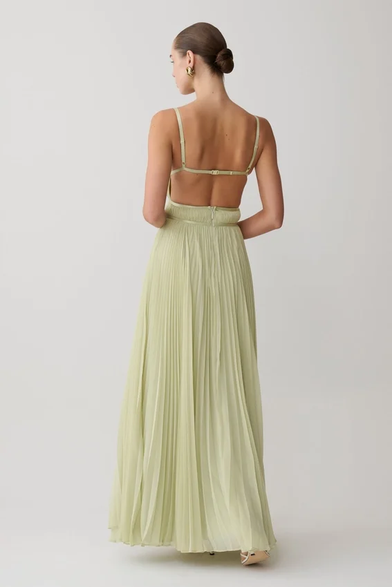 Clarisse Pleated Maxi Dress – Sage Clarisse Pleated Maxi Dress – Sage