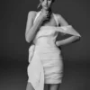 Claudine Taffeta Floral Mini Dress – White Claudine Taffeta Floral Mini Dress – White