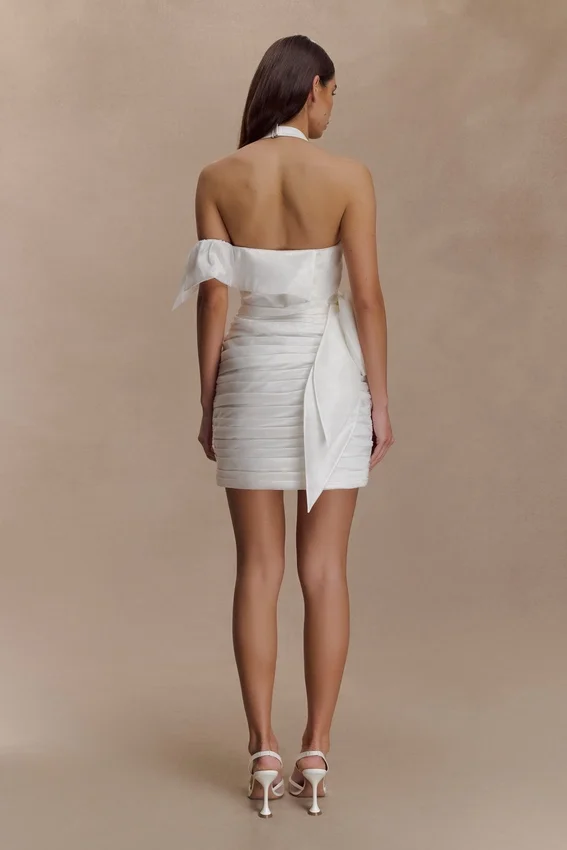 Claudine Taffeta Floral Mini Dress – White Claudine Taffeta Floral Mini Dress – White