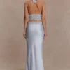 Clementine Chiffon Hand Beaded Top – Pale Blue