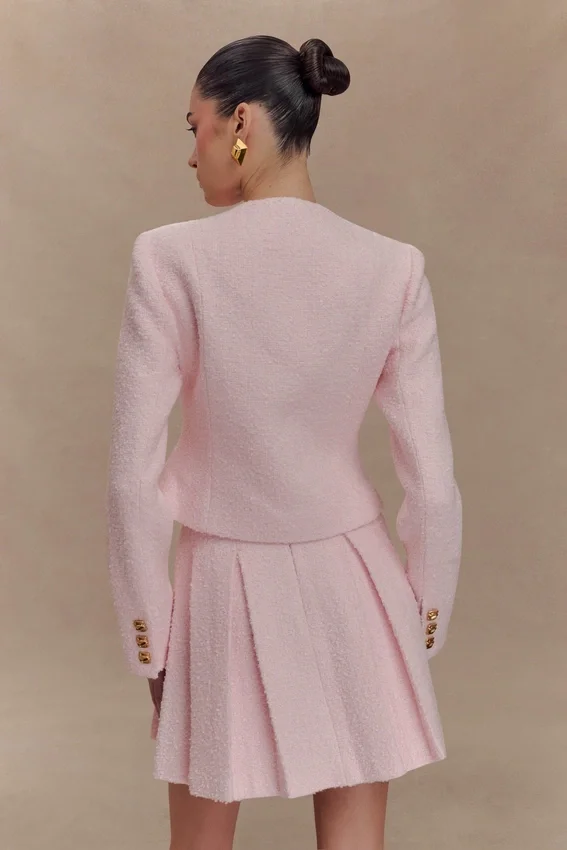 Cleo Boucle Mini Skirt – Powder Pink Cleo Boucle Mini Skirt – Powder Pink