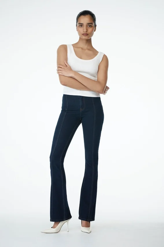 Clio Paneled Flare Jeans – Indigo Blue Clio Paneled Flare Jeans – Indigo Blue