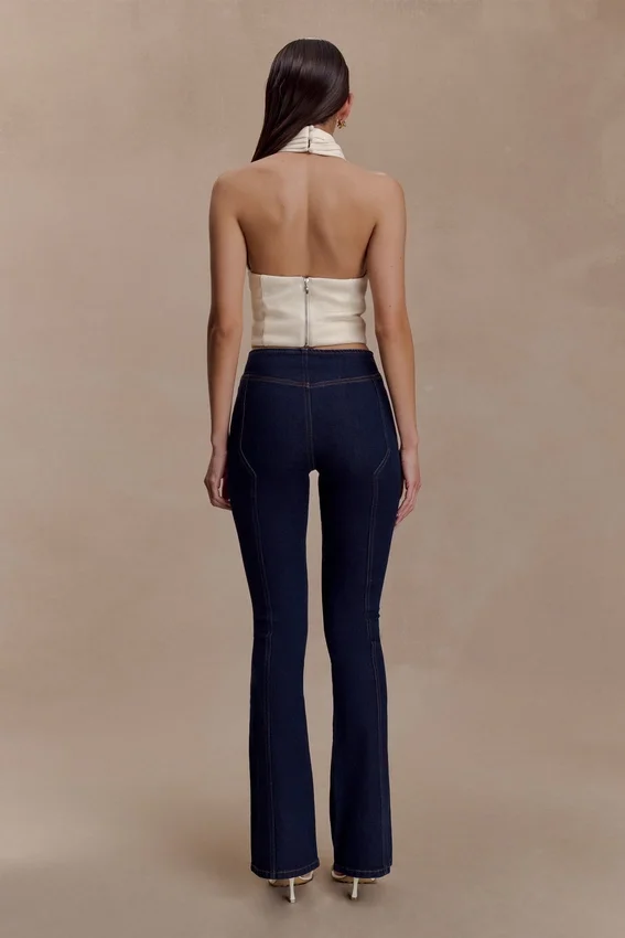Clio Paneled Flare Jeans – Indigo Blue Clio Paneled Flare Jeans – Indigo Blue