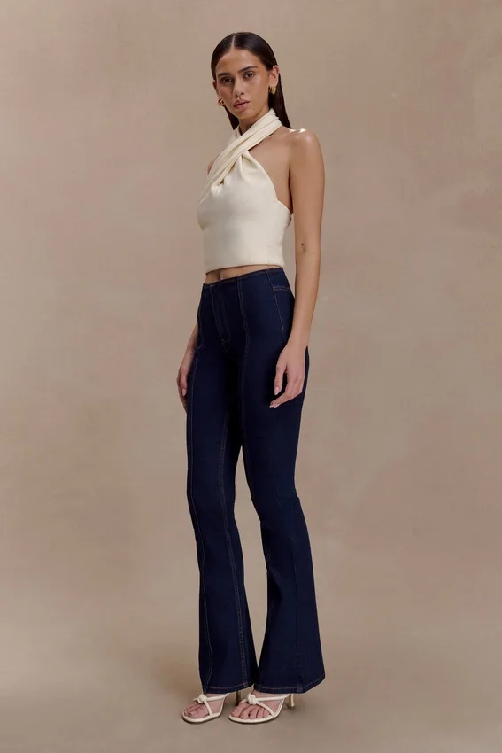 Clio Paneled Flare Jeans – Indigo Blue Clio Paneled Flare Jeans – Indigo Blue