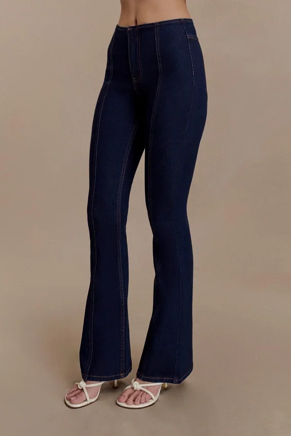 Clio Paneled Flare Jeans – Indigo Blue Clio Paneled Flare Jeans – Indigo Blue