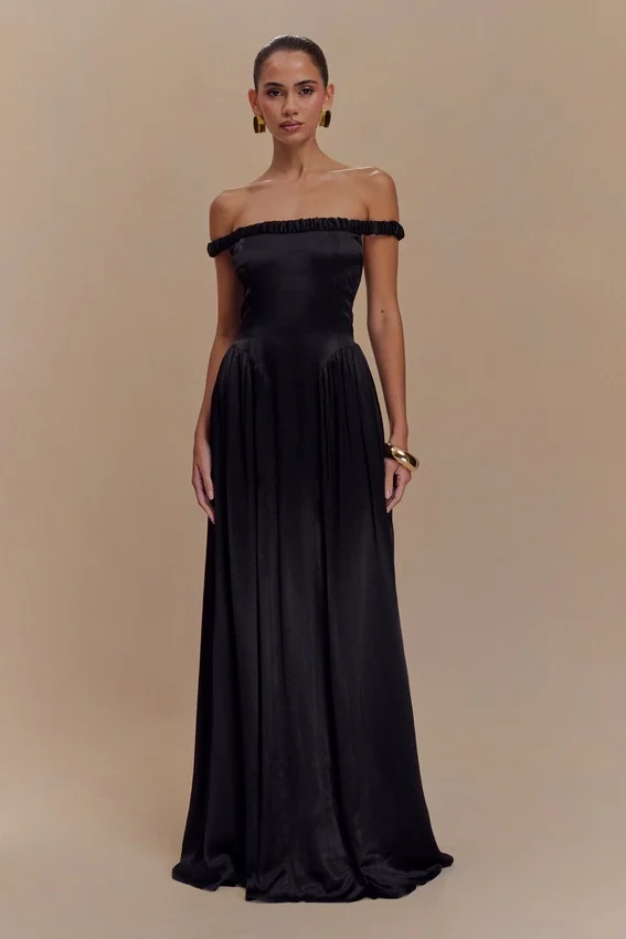Coco Dropped Waist Maxi Dress – Black Coco Dropped Waist Maxi Dress – Black