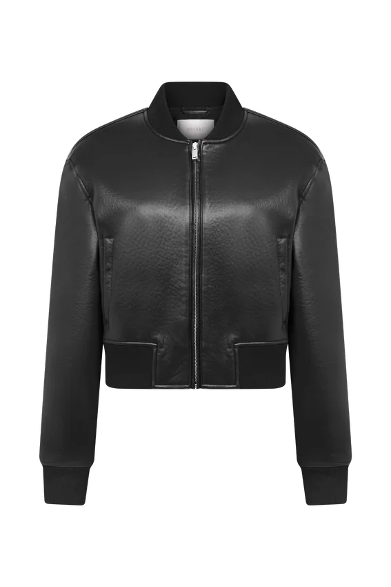 Codi Faux Leather Bomber Jacket – Black Codi Faux Leather Bomber Jacket – Black